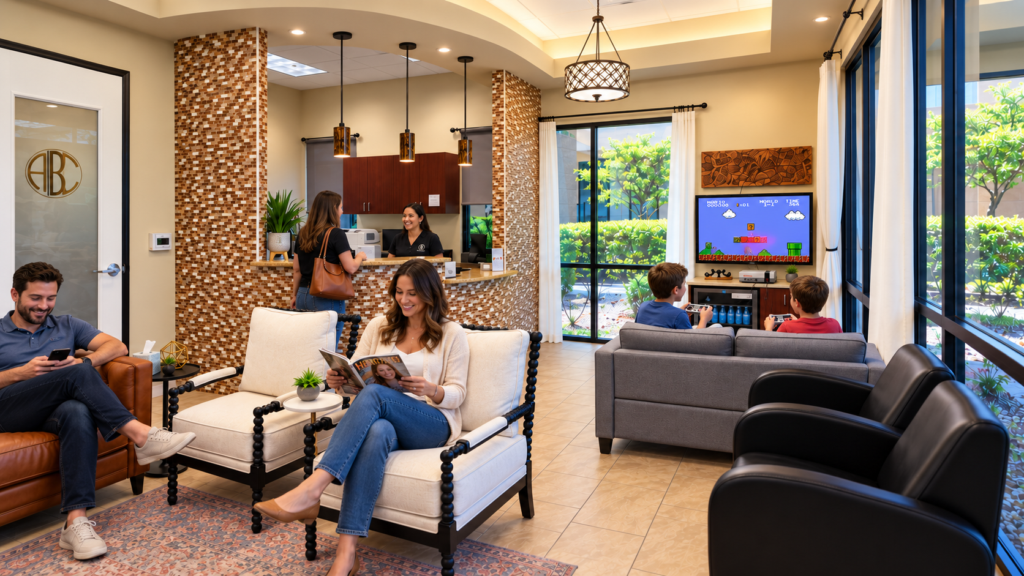 Children and families in the ABC Dental Care lobby