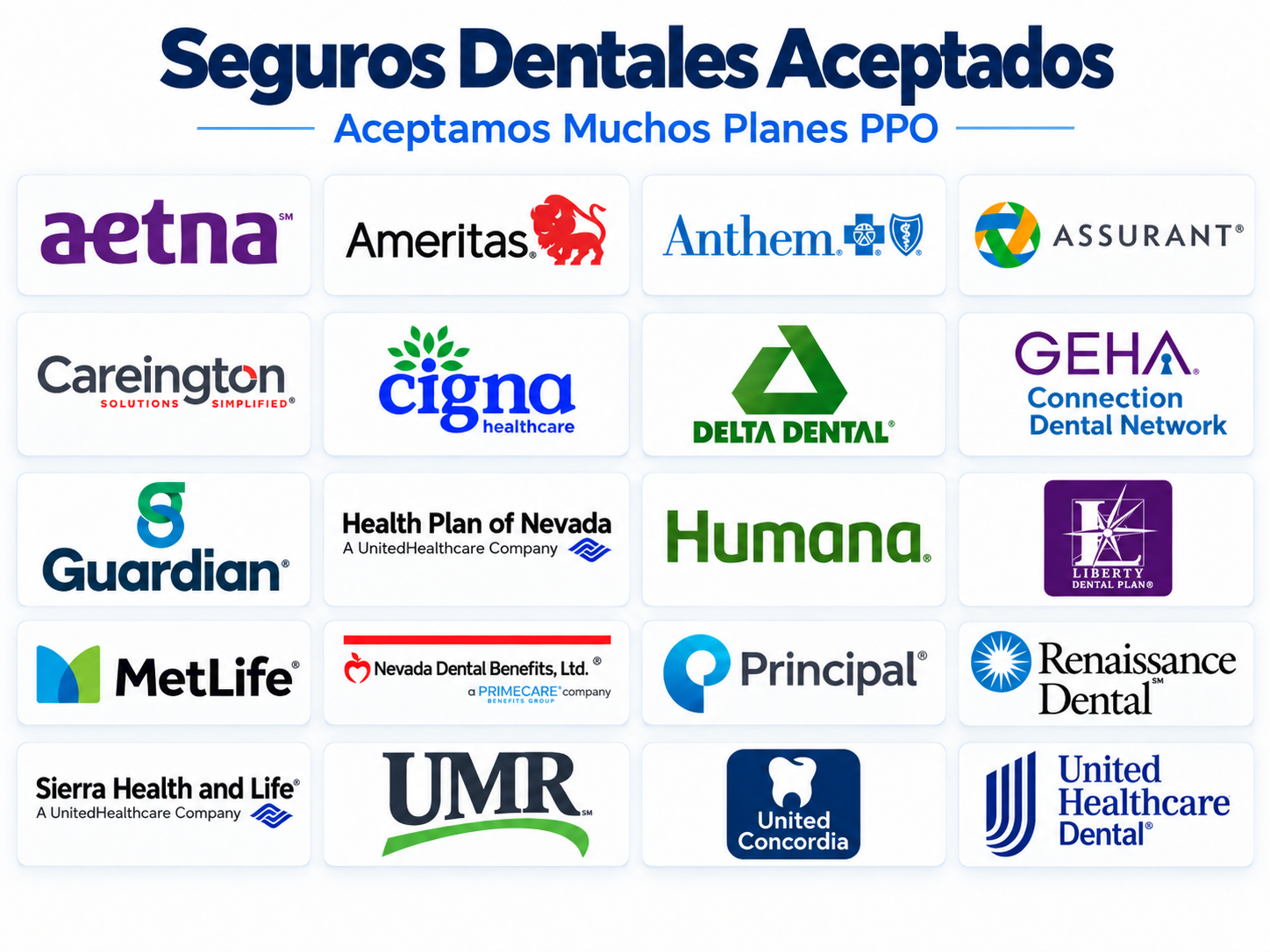 Seguros dentales PPO aceptados por ABC Dental Care en Las Vegas